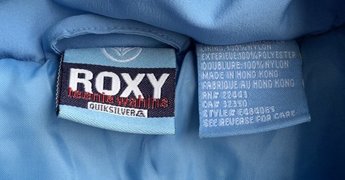 Roxy Girls Puffer bomber Jacket TEENIE WAHINE L/G Vintage Sky Blue QUIKSILVER - Picture 5 of 10