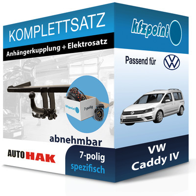 Für VW Caddy IV 15- AUTO HAK Anhängerkupplung abnehmbar + 7polig E-Satz AHK