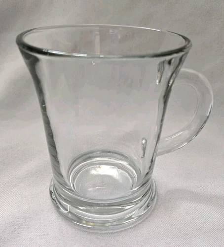 SET OF 2 VTG ANCHOR HOCKING CLEAR GLASS CAFE COFFEE MUGS CUPS