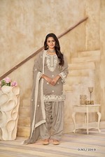 Punjabi Wedding Wear Ready-made Collection Vichitra Silk Patiala Suit For Women