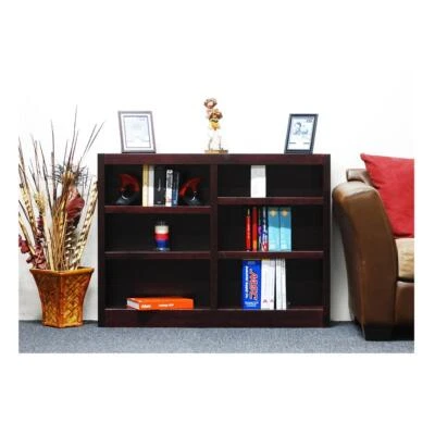 Concepts in Wood Double Wide Bookcase, 6 Shelves, Cherry Finish