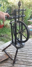ROUET ANCIEN 1864 SPINNING WHEEL SIGNE ART POPULAIRE AVEC INCRUSTATION D OS