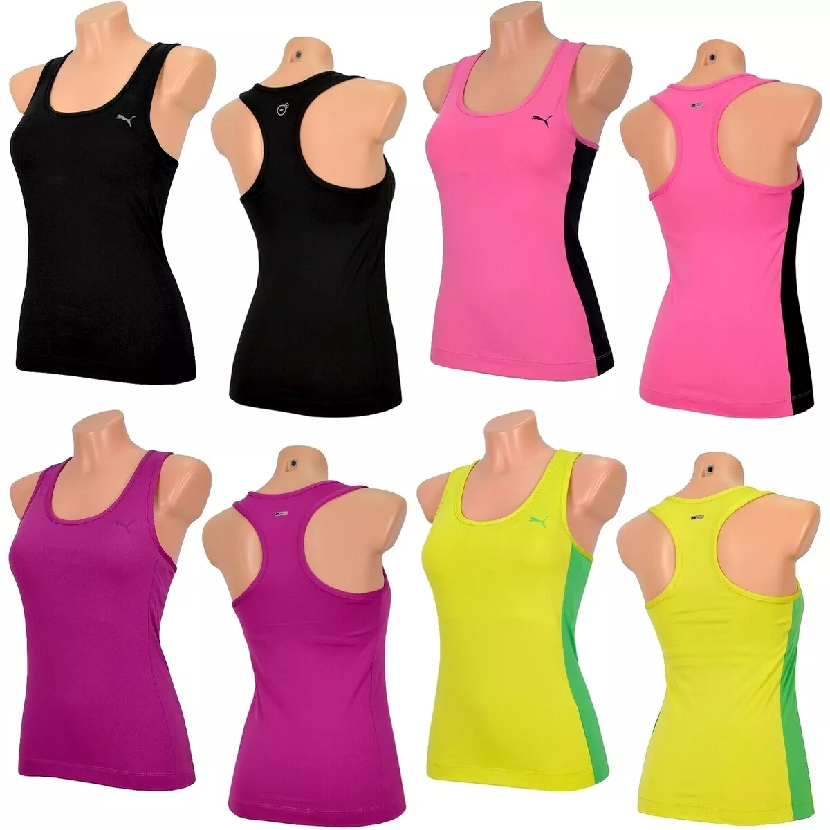 Puma Tank Top with Sports Bra 2in1 Women's Fitness Shirt Bra Running  Bustier X