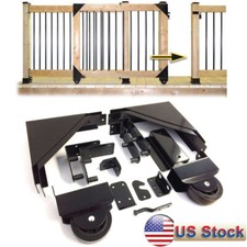 Deck Hardware Kit Sliding Gate Powder Coated Steel Black Rust Resistant