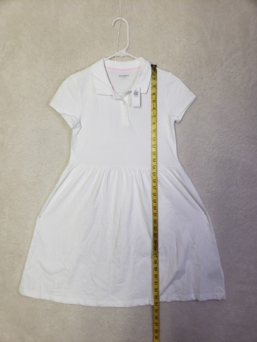 Old Navy Girls Dress Extra Large White Cotton B Short Sleeve ALine Knee L 14-16 - Picture 6 of 18
