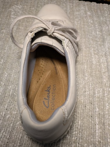 Clarks Collection Shoes Womens 9.5 M Caroline Ella Sneakers White Leather - Picture 6 of 8