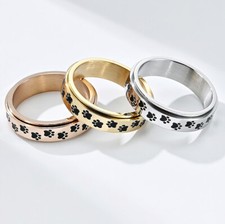 Anxiety Rings for Women Men Dog Paw Stainless Steel Fidget ADHD Decompression
