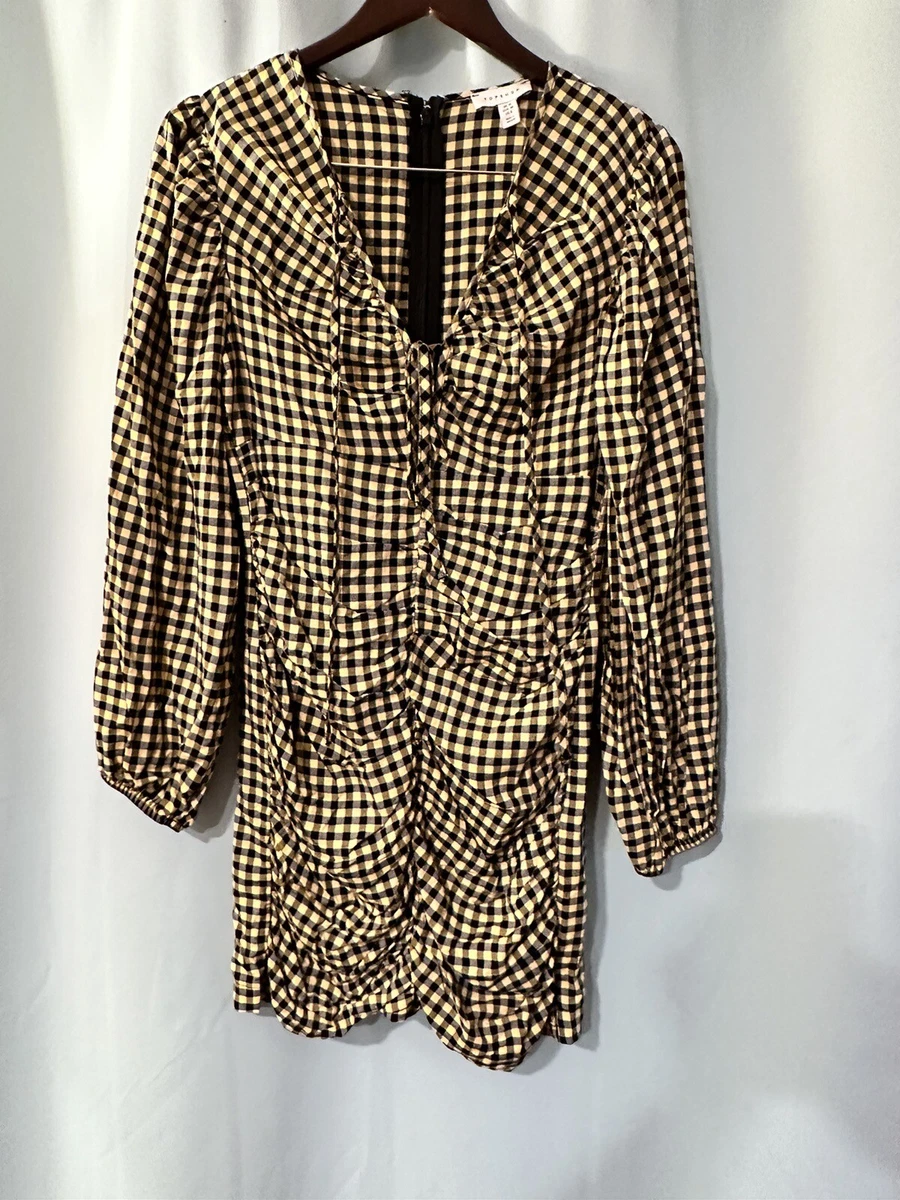Topshop yellow hotsell gingham dress