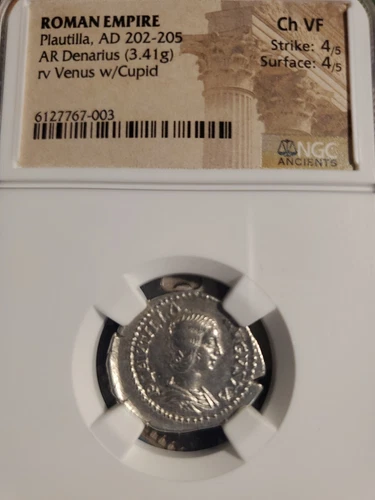 PAULLIA TILLIA AR.DENARIUS NGC HIGH GRADE ANCIENT ROMAN EMPIRE COIN. SILVER.HIGH