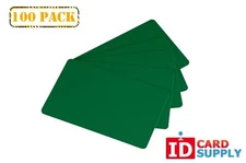 Pack of 100 Green CR80 Standard Size PVC Cards | 30 mil Thickness by easyIDea