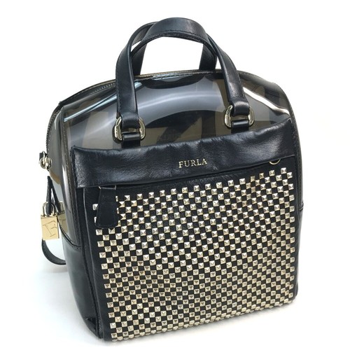 Furla BORCHIE 2WAY Borsa a mano Zaino-Borsa in Vinile x in pelle nera x  goldhardware | eBay