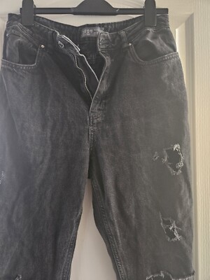 Black Ripped Wide Jeans Primark UK