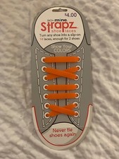 NEW STRAPZ Shoe Laces Orange 14 Laces 2 Shoes Turn Any Shoe Into A Slip-On
