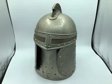 Vtg 1970s Medieval Knight Helmet Pewtertone Olde Tankardware Liquor Cabinet