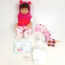 NPK 18"' Soft Silicone Baby Doll Lifelike Pink Clothes  