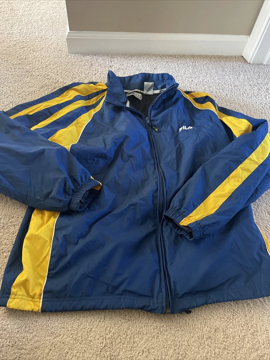 Vintage FILA Nylon Windbreaker Jacket Royal Blue Yellow Black Size XL