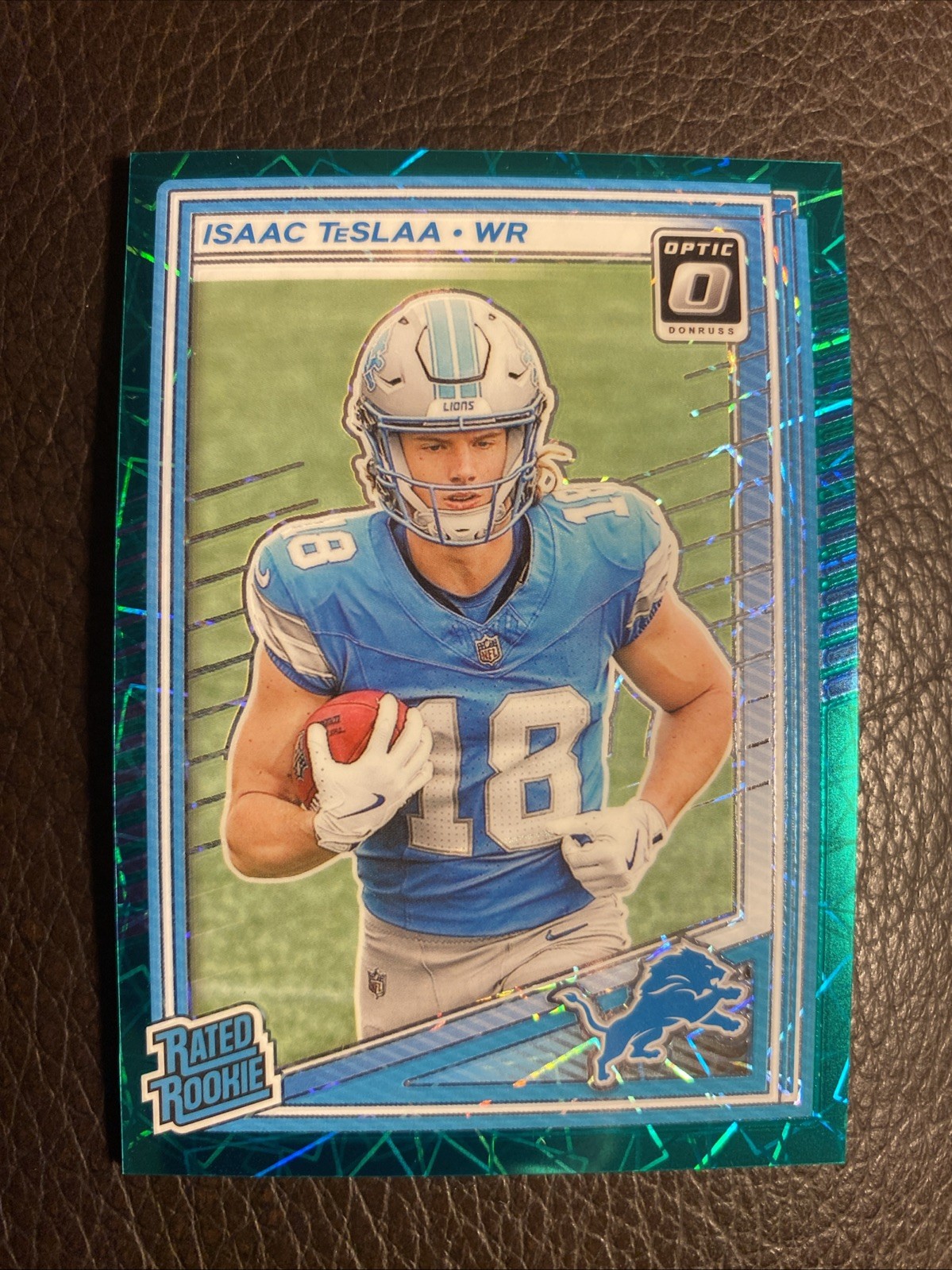 2025 Donruss Optic Isaac TeSlaa Teal Velocity SSP Rated Rookie No. 219 Lions