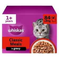 whiskas 1+ Adult Classic Selection in Gravy 84 Pouches, Adult Wet Cat Food, M...