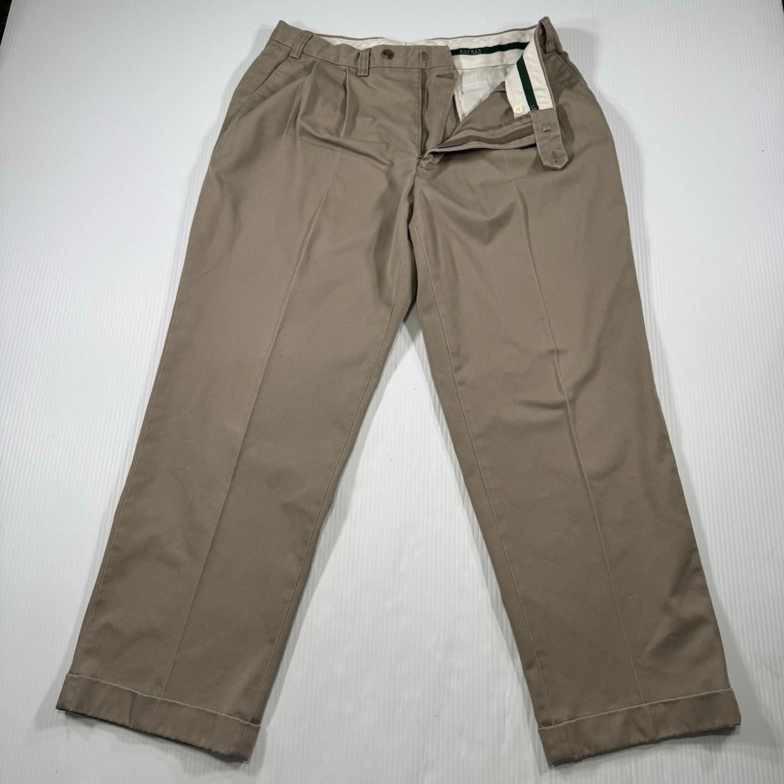 Polo Ralph Lauren Pants Mens P 36W X30 L Pleated Chino Classic Dress Trousers