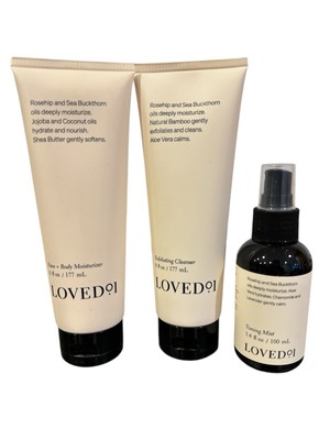 Loved01 3set Skincare (exfoliate Cleanser, Toning Mist, Face+body Moisturizer