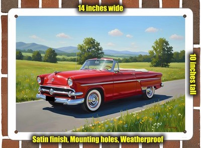Metal Sign - 1954 Ford Crestline Sunliner 1 Oil Painting - 14x10