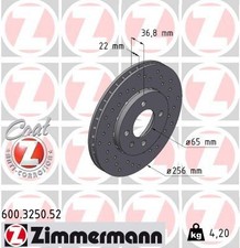 2x ZIMMERMANN Bremsscheibe 600.3250.52 für SEAT SKODA VW