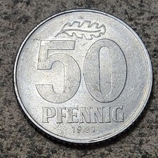 EAST GERMANY (GDR) / FIFTY (50) PFENNIGS COIN 1981 A