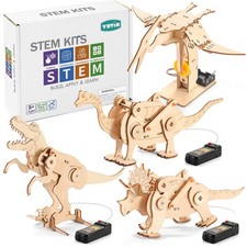 Dinosaur STEM Kits for Kids Ages 8-10-12, 4 in 1 Wood Building Toys for Boys ...