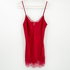 Victorias Secret VS Coquette Y2K Lace Trim Satin Babydoll Cami Slip Dress Size L