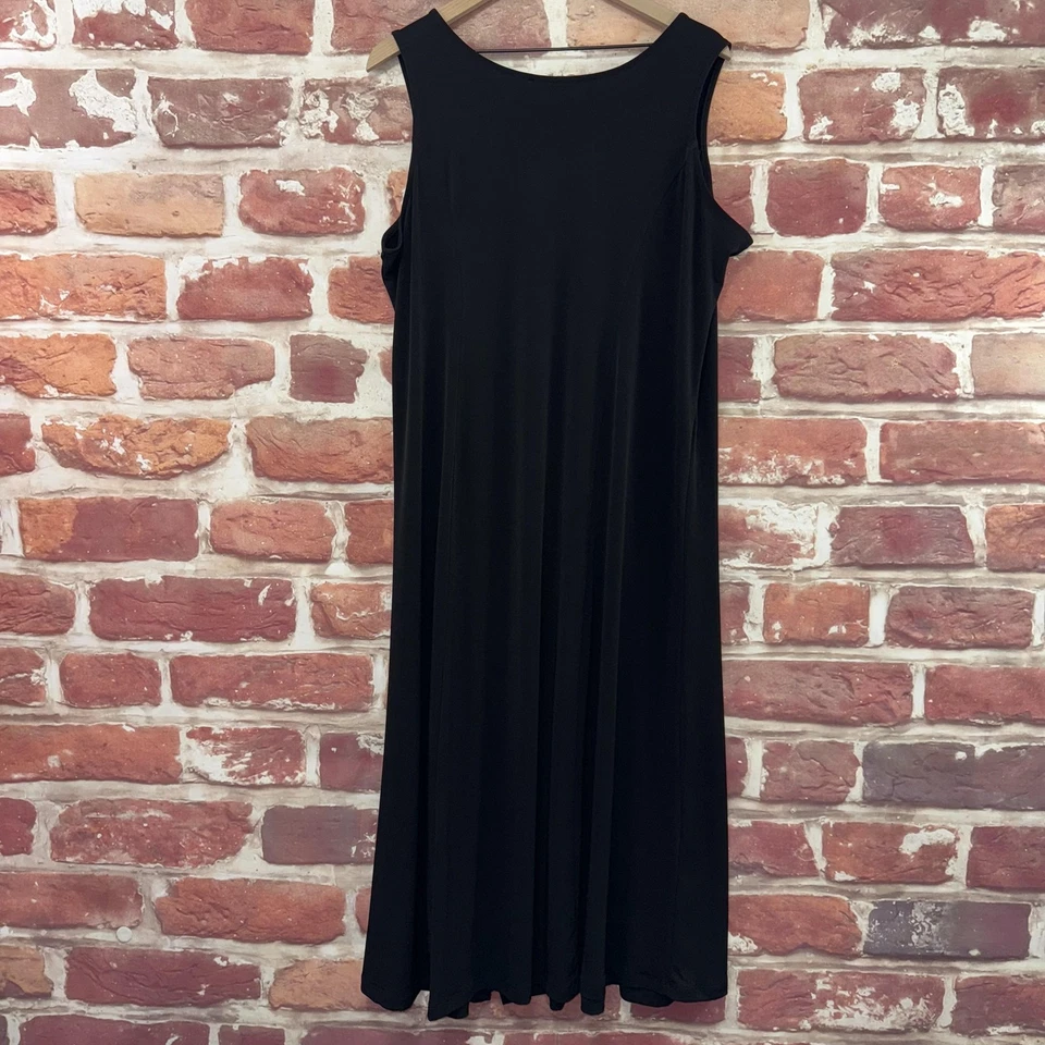 Vestido Susan Graver para mujer XL Petite liso negro elástico con botones a presión Foto 2 de 4