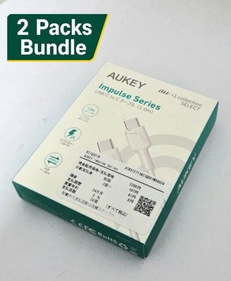 AUKEY USB-C to USB-C Cable 1m White (2 Pack) R21Q001W Fast Charging New