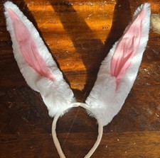 White Pink Bunny Ears Headband Animal Costume Cosplay Accessory Adult