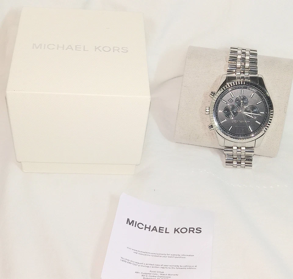 NUEVO MICHAEL KORS LEXINGTON MK8602 ESFERA NEGRA ACERO INOXIDABLE CRONÓGRAFO 45 MM Foto 3 de 4