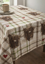 Highland Cow Wipeable Tablecloth 132cm x 178cm
