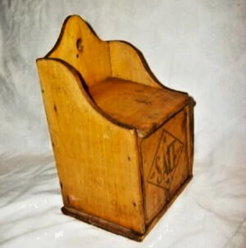 1880s Wood Salt Box Primitive Americana Country Stars Antique Hinged Lid 19th C - Image 2 of 4