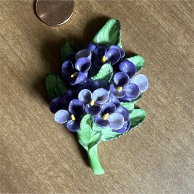 Herend Hungary Hand Painted Signed Porcelain Flower figurine Purple  MPN 433