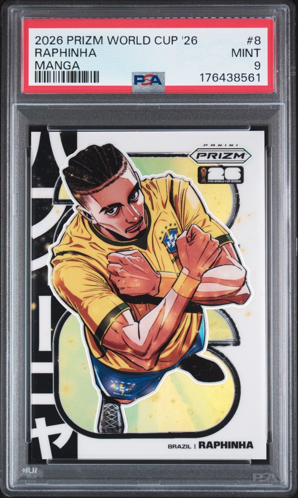 2026 Panini Prizm FIFA World Cup Raphinha Brazil Manga PSA 9