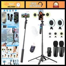 Vlogging Kit for iPhone/Android - 63  Auto Face Tracking Tripod, Light  Microph