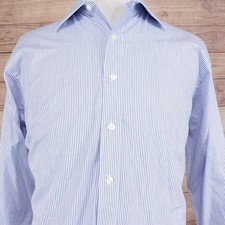 Michael Kors Dress Shirt Mens XL 17.5 34/35 Blue Stripe Cotton Regular Fit
