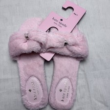 Kate Spade New York Faux Fur Light Pink Bow Slippers Slides Women s Size 7 New