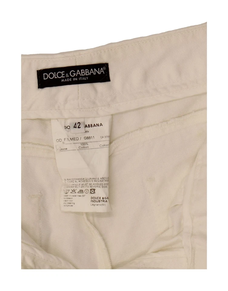 Pantalón informal recto Dolce & Gabbana para mujer IT 42 mediano W28 L28 blanco DX19 Foto 4 de 4