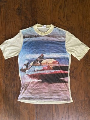 Vintage Paper Thin Ocean Jet Ski Race Shirt 80's T Shirt USA Men's Surf