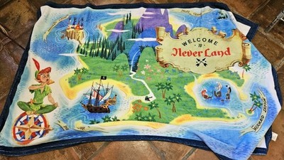 Disney Parks Welcome to Neverland Map Throw Blanket 60''x40'' Peter Pan