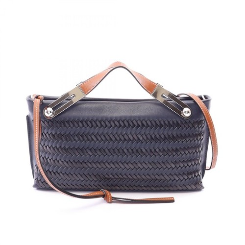 LOEWE MISSY SMALL 2WAY Leather Handbag Navy/Brown Women Used Authentic