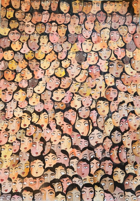 #ad Original Hand Painted Persian Art Social Pressure on Women Acrylic $1430.00