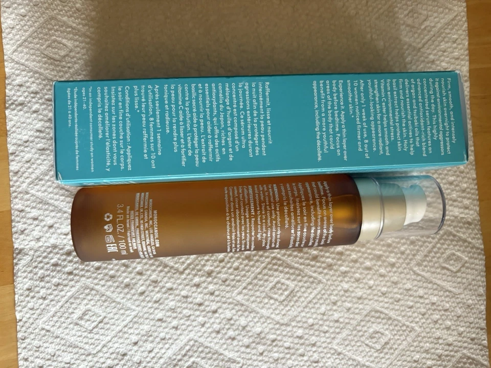 Suero corporal nocturno de aceite marroquí para piel radiante joven 3,4 fl oz nuevo sellado Foto 2 de 3