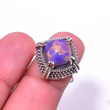 Copper Purple Turquoise 925 Sterling Silver Ring s.8 R24, Christmas Gift