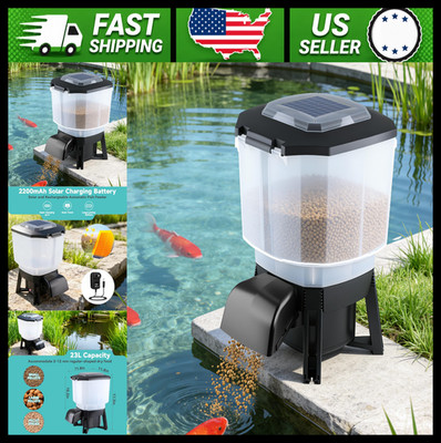 Solar Automatic Fish Feeder for Pond, 23L Large Capacity, Programmable Timer