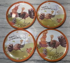 POTTERY BARN KIDS Thanksgiving Turkey 9" Melamine Dinner Plates- Set of 4