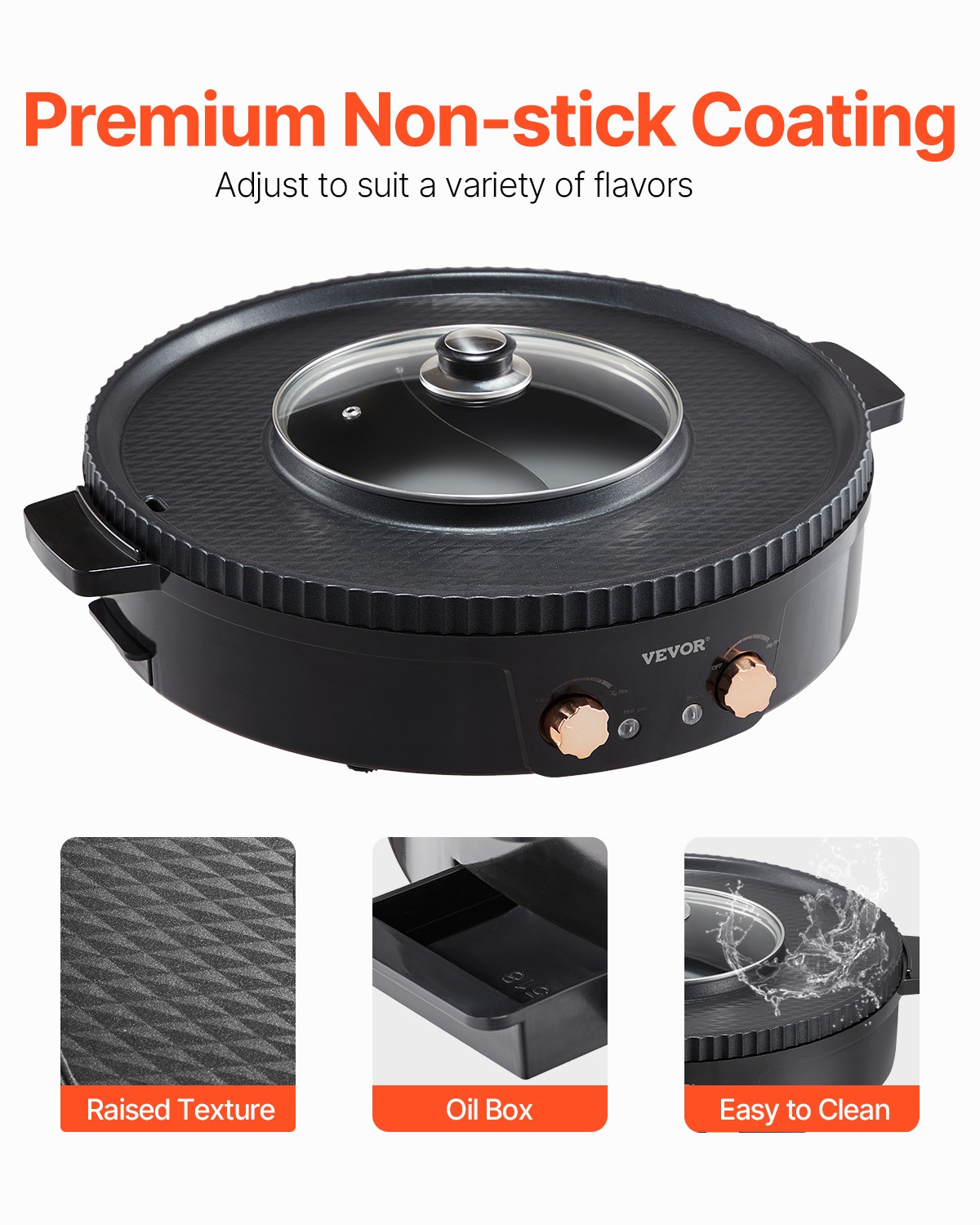 VEVOR Hot Pot w/ Grill 1800W 2-in-1 Electric Smokeless Grill Hot Pot 2 ...